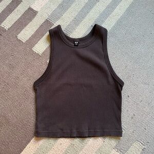 Uniqlo Dark Gray Ribbed Tank Top xs cropped cotton